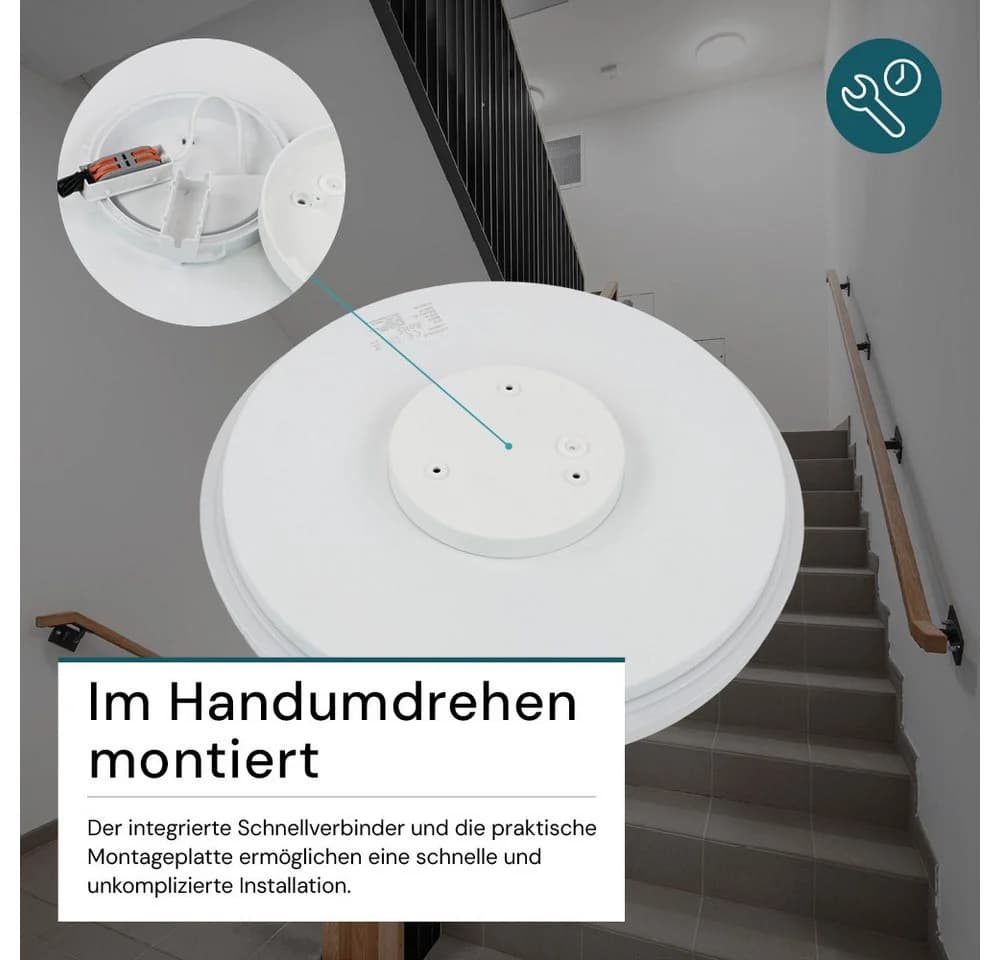 LUXULA LED Deckenleuchte 12W Warmweiß Kunststoff Aufbauleuchte - Bild 4