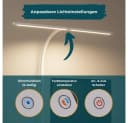 LUXULA LED Schreibtischlampe 80cm Dimmbar Doppelkopf Klemmleuchte Weiß Bild 3