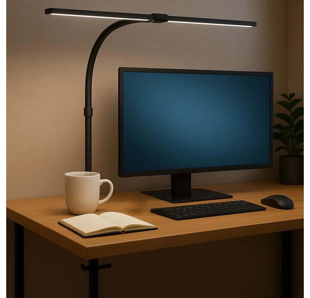 LUXULA LED Schreibtischlampe 80cm Dimmbare Doppelkopf Klemmleuchte - Bild 2
