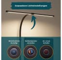 LUXULA LED Schreibtischlampe 80cm Dimmbare Doppelkopf Klemmleuchte Bild 3