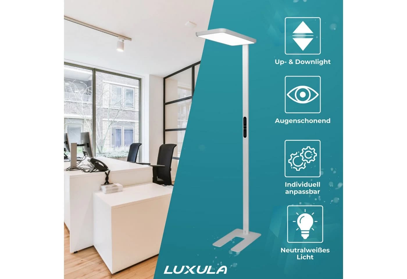 LUXULA LED Stehlampe dimmbar Up & Down Weiß