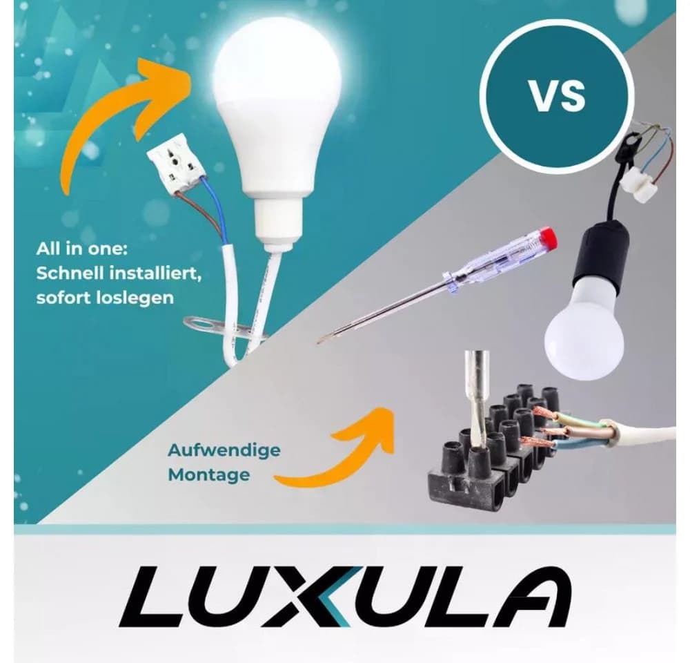 LUXULA LED-Renovierungslampe mit Klemme E27 4000K Weiß - Bild 4