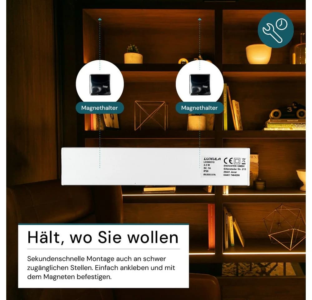 LUXULA LED Unterbauleuchte Silber mit Bewegungsmelder - Bild 5