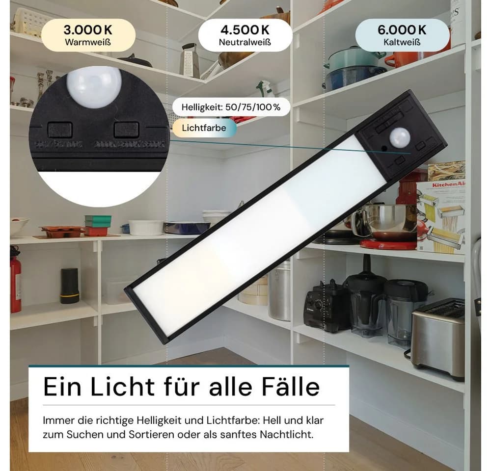 LUXULA LED Unterbauleuchte Schwarz mit Bewegungsmelder und CCT - Bild 4