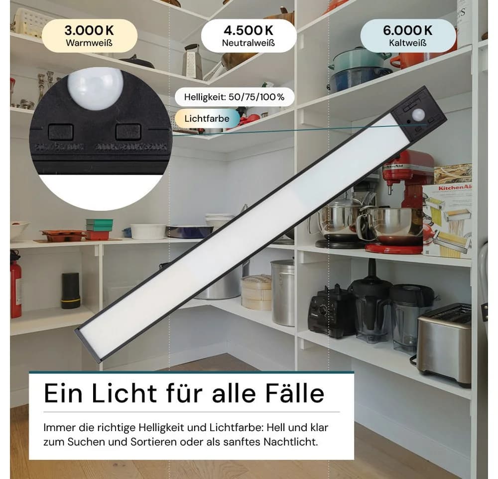 LUXULA LED Unterbauleuchte 40 cm Schwarz CCT einstellbar mit Bewegungsmelder - Bild 4