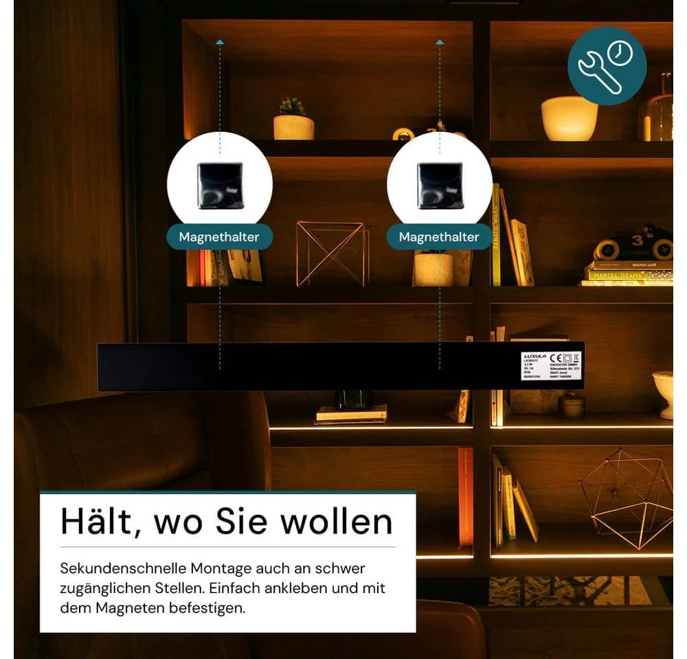 LUXULA LED Unterbauleuchte 40 cm Schwarz CCT einstellbar mit Bewegungsmelder - Bild 5