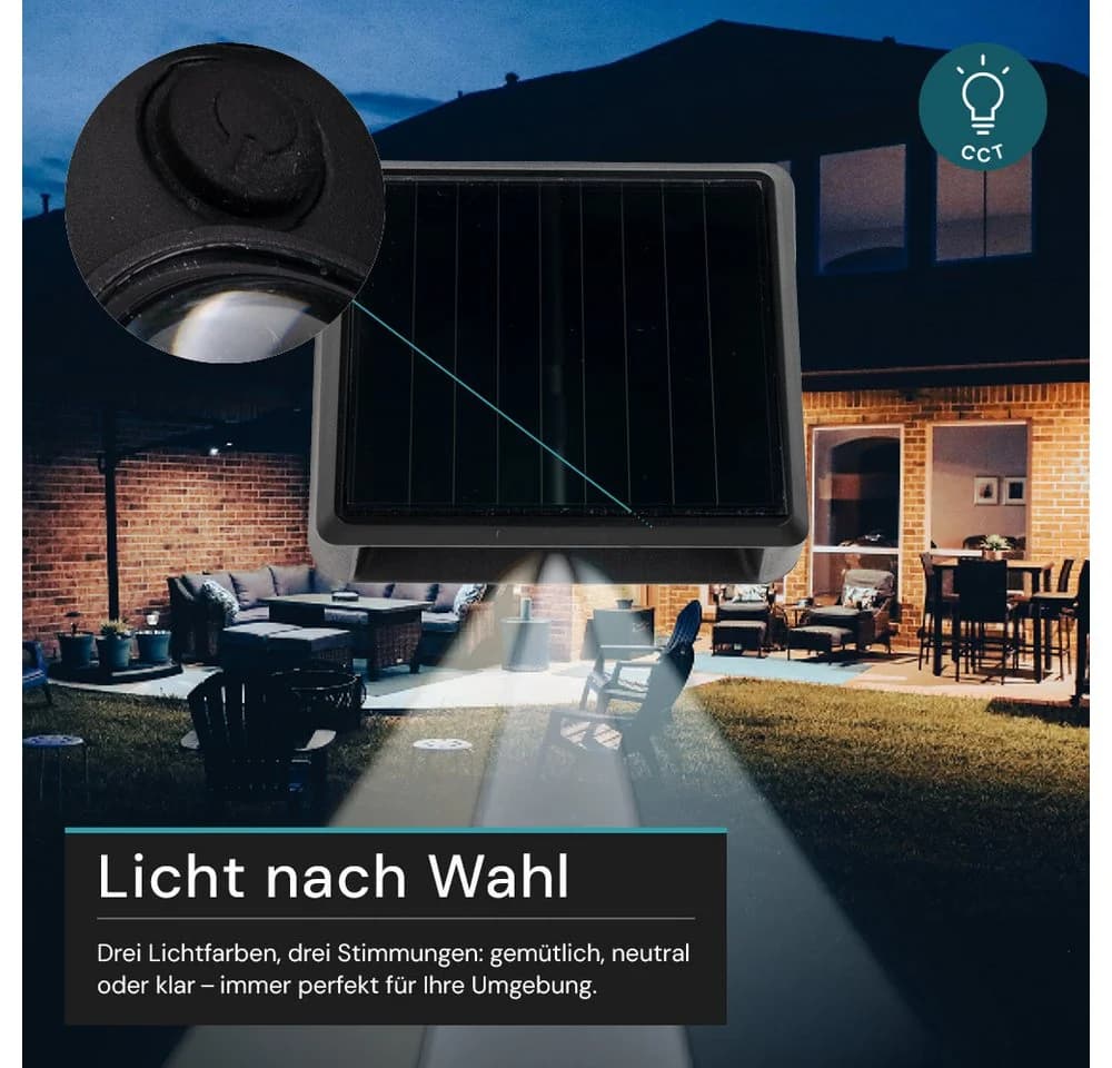 LUXULA Solar-Wandleuchte Schwarz LED 18lm CCT Farbwechsler - Bild 4