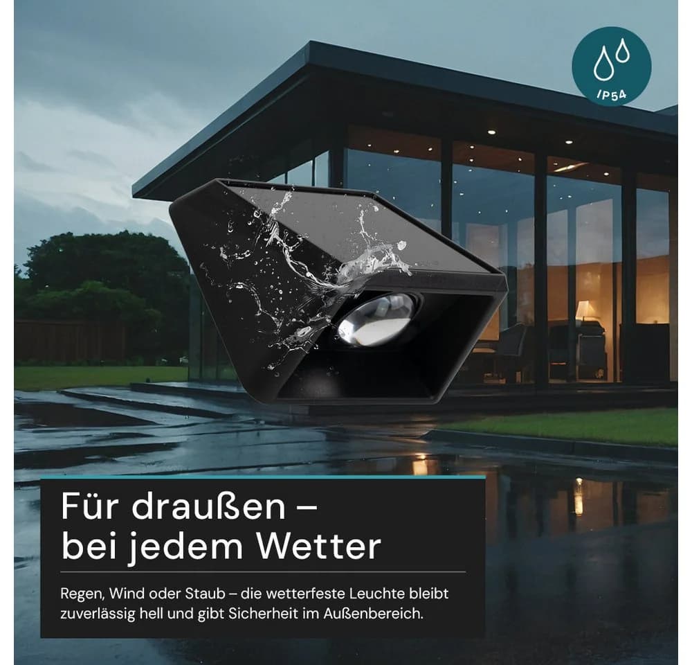 LUXULA Solar-Wandleuchte Schwarz LED 18lm CCT Farbwechsler - Bild 5