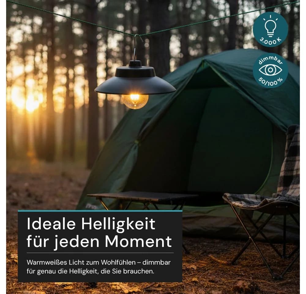 LUXULA LED Solarleuchte Campingleuchte Schwarz Dimmbar IP54 - Bild 4