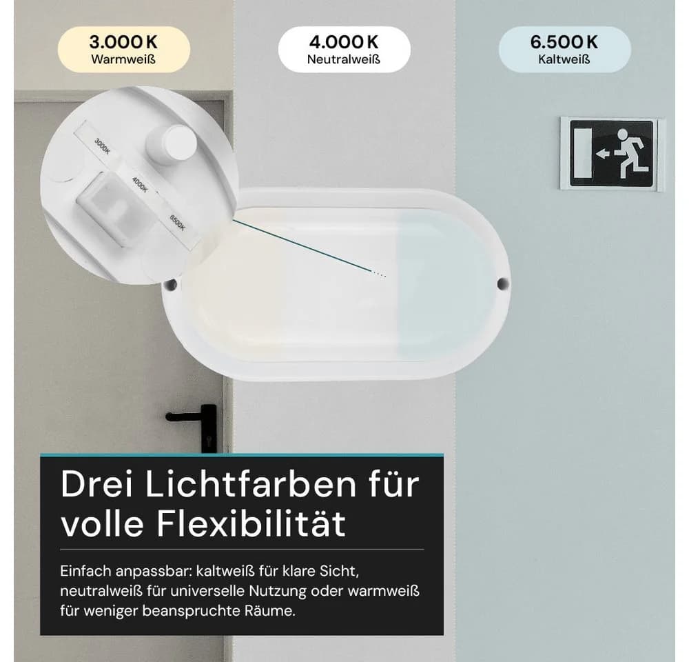 LUXULA LED Wandleuchte Oval Weiß CCT 3000K-6500K 12W - Bild 3