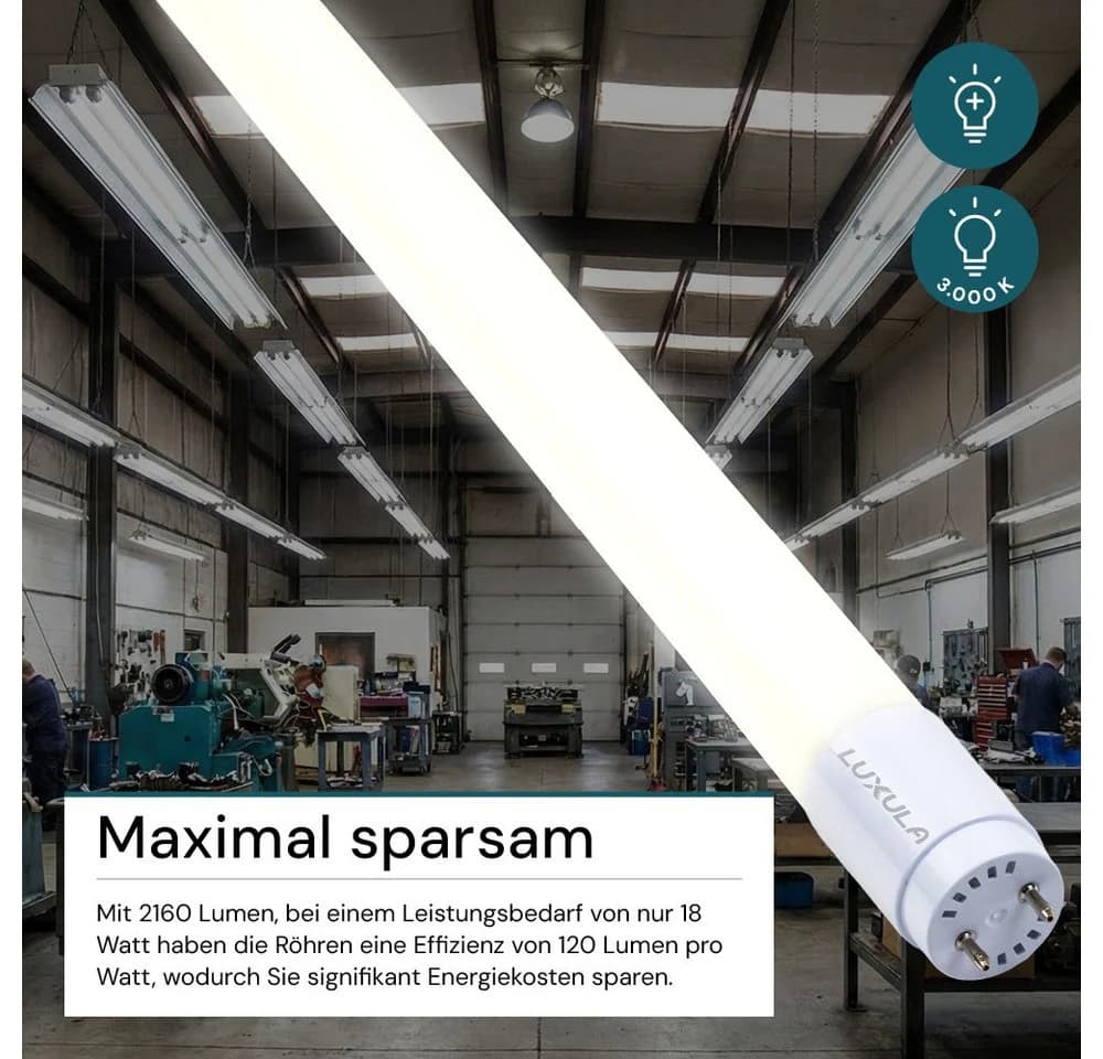 LUXULA LED-Röhre T8 18W 3000K Warmweiß G13 - Bild 3