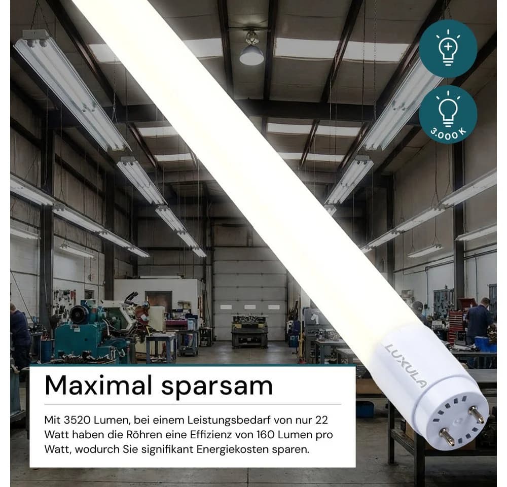 LUXULA LED-Röhre T8 150 cm 22 W 3000 K Warmweiß G13 - Bild 3