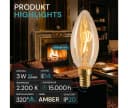 LUXULA LED-Leuchtmittel E14 3W 2200K Warmweiß Bernsteinglas Dimmbar Bild 1