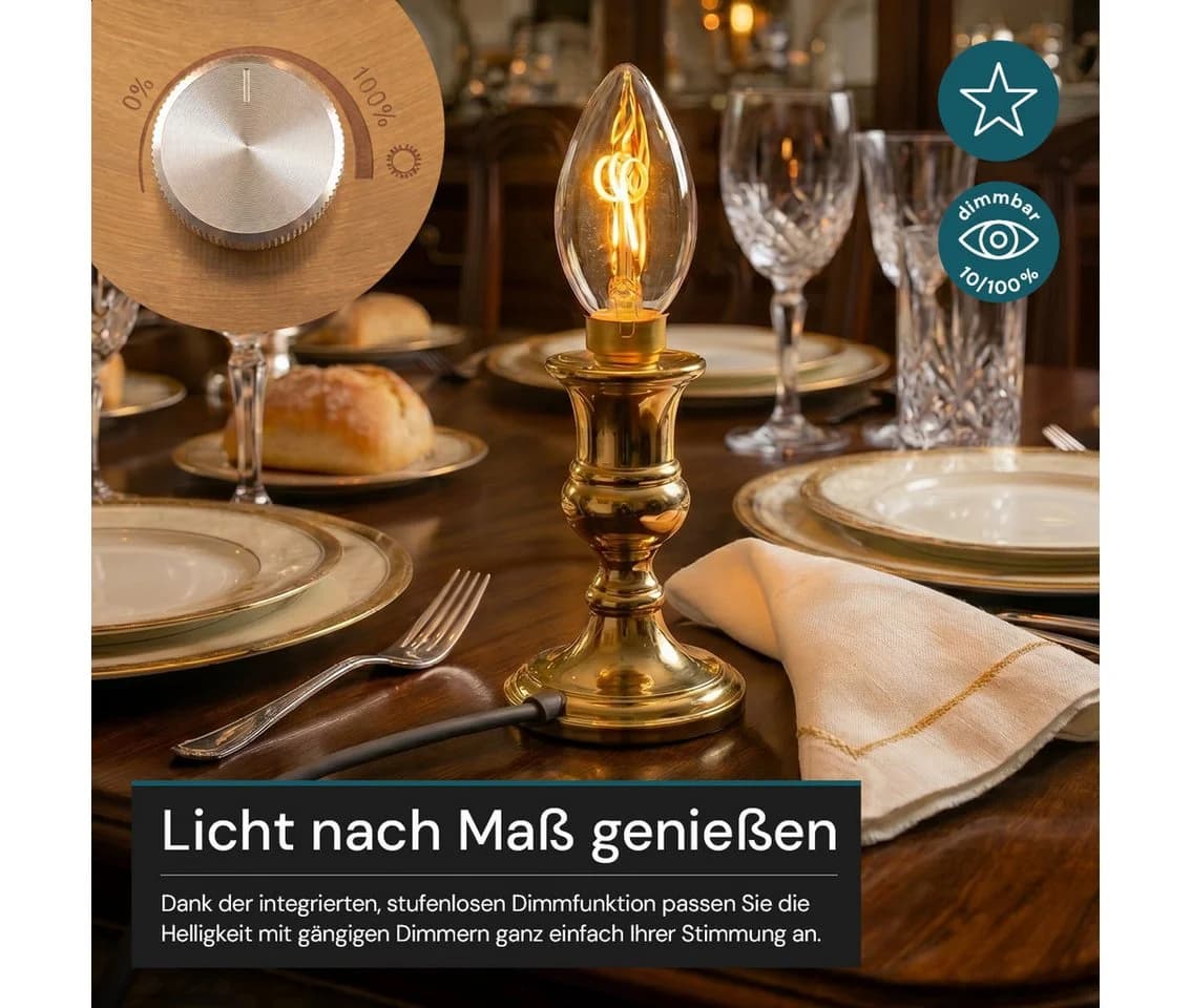 LUXULA LED-Leuchtmittel E14 3W 2200K Warmweiß Bernsteinglas Dimmbar - Bild 3