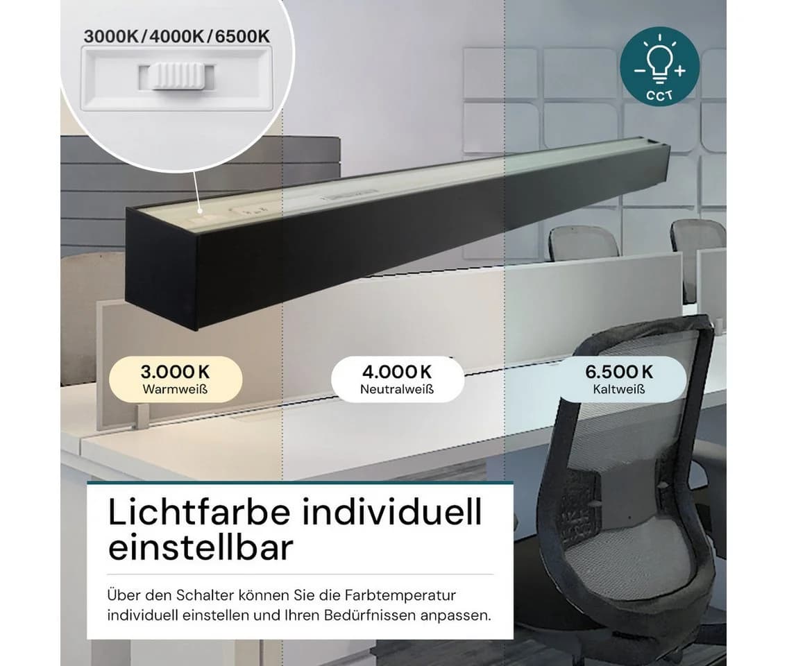 LUXULA LED-Hängeleuchte 40W Schwarz CCT Farbwechsel 120cm - Bild 3