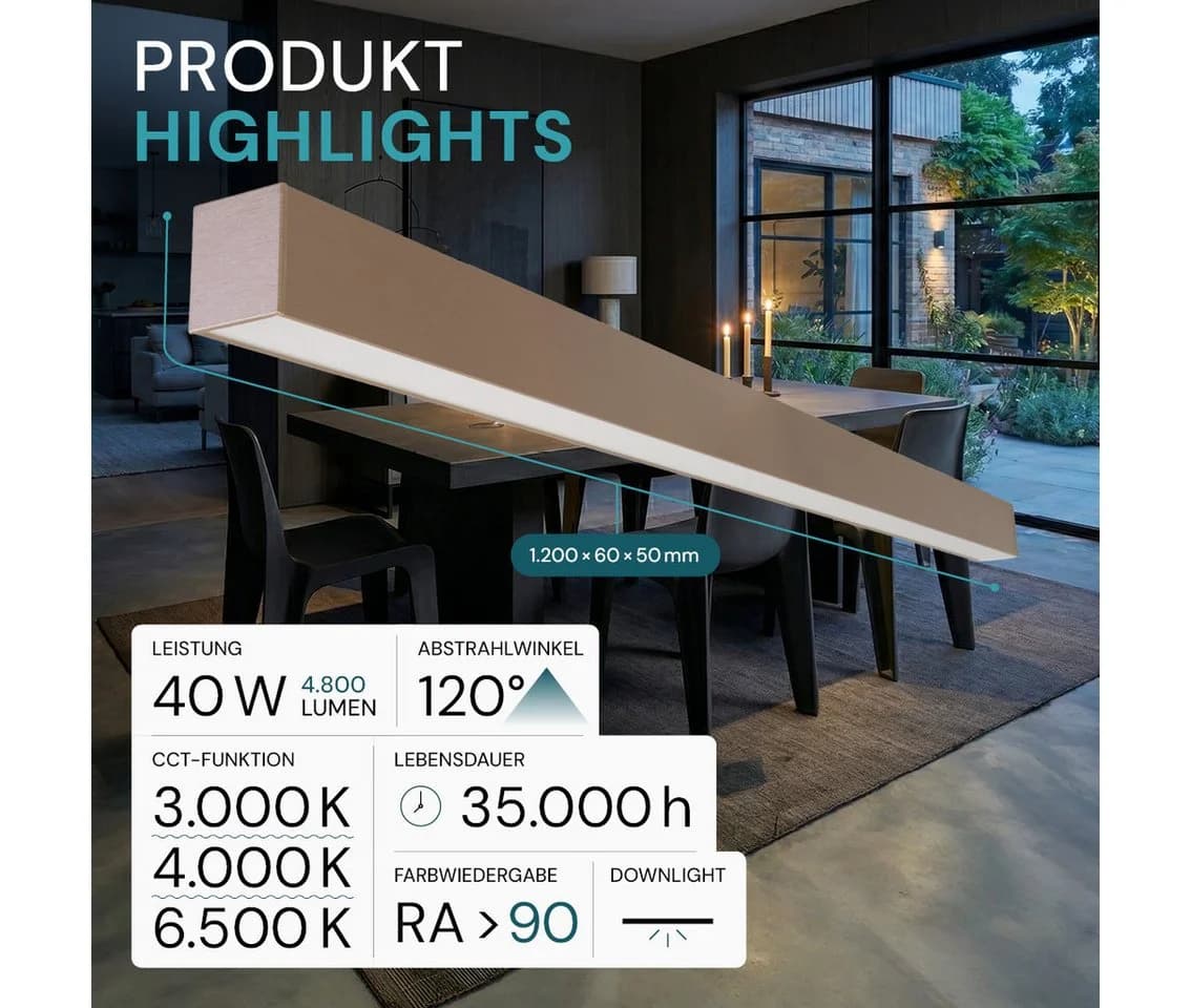 LUXULA LED Pendelleuchte 120 cm CCT einstellbar Gold