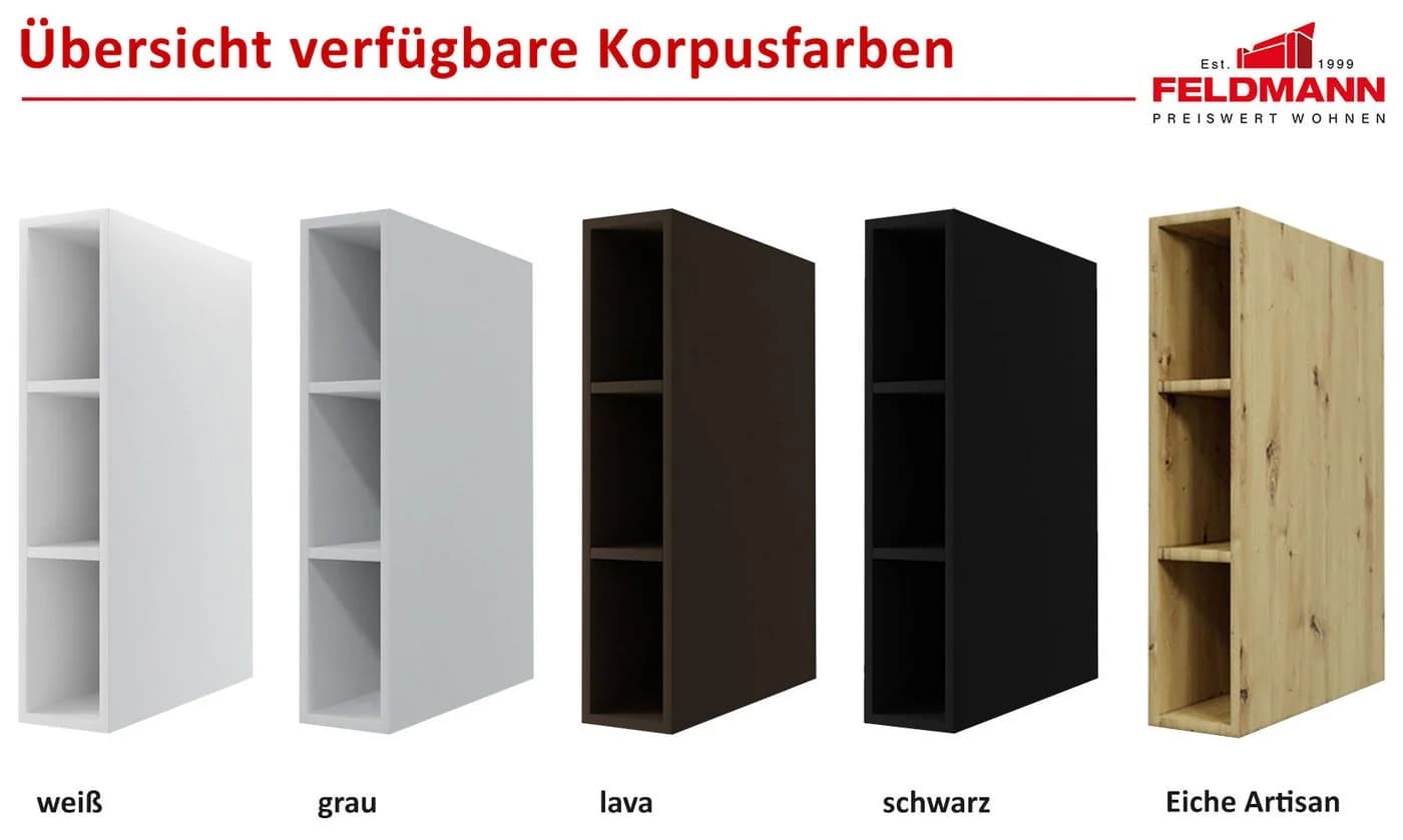 Feldmann-Wohnen Küchenschrank Essen 30cm Weiß Hochglanz Soft-Close - Bild 5