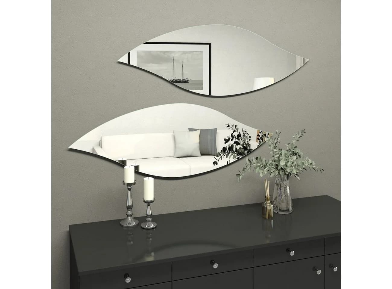 MySpiegel.de Wandspiegel Mana Asymmetrisch 45x130 cm