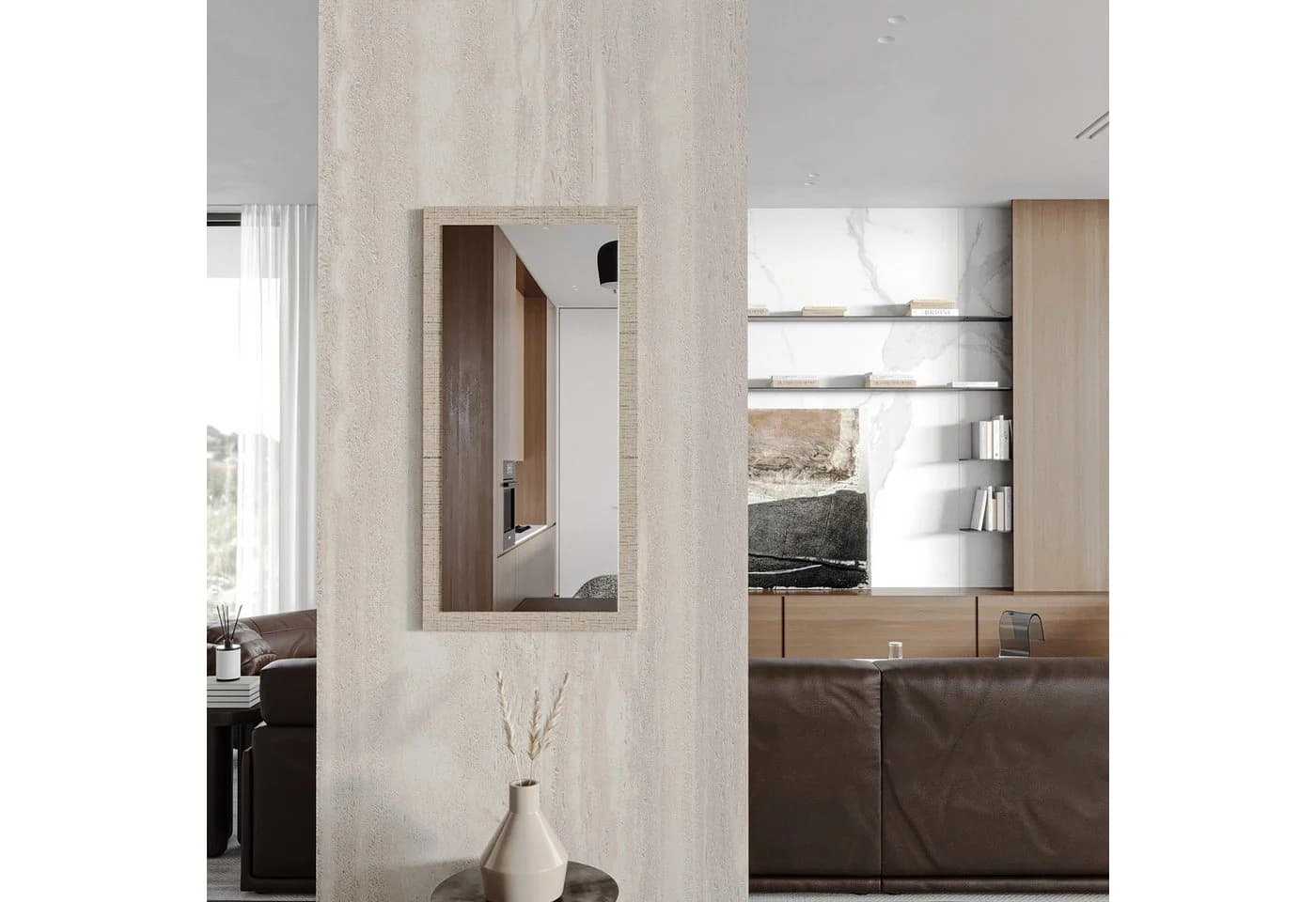 MySpiegel.de Wandspiegel Doman Modern Weiß Holzrahmen - Bild 4