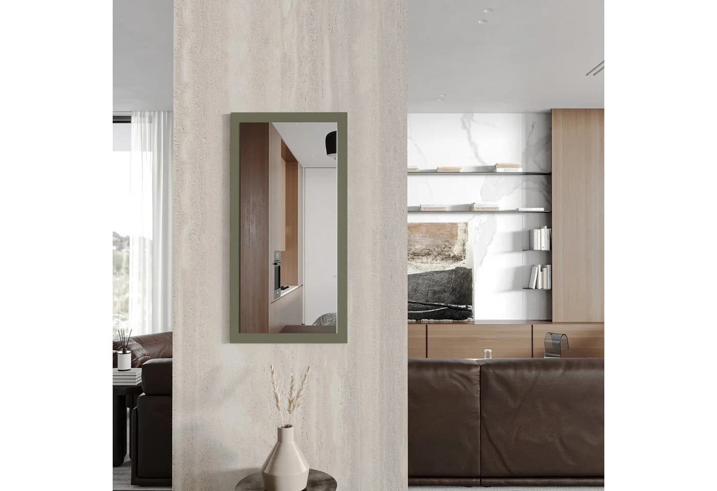MySpiegel.de Wandspiegel Doman Olive Holzrahmen Modern - Bild 4