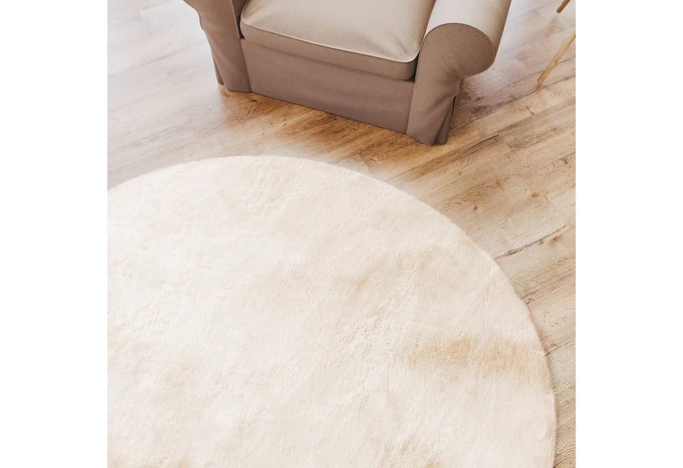 Interiyou Fellteppich Fargo Rund Beige Waschen - Bild 3