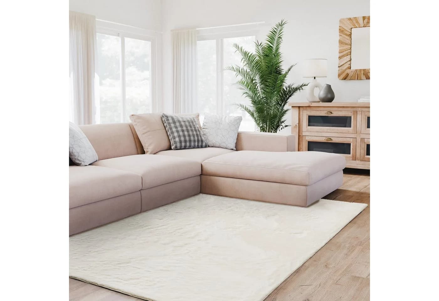 Interiyou Fellteppich Fargo Rechteckig Weiß Hochflor