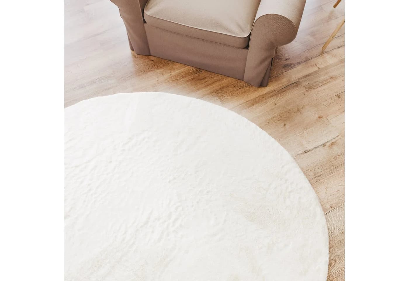 Interiyou Fellteppich Fargo Rund Weiss Hochflor Waschbar - Bild 3