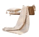 Wohndecke Boho Stil Webdecke Creme Makramee Bild 2