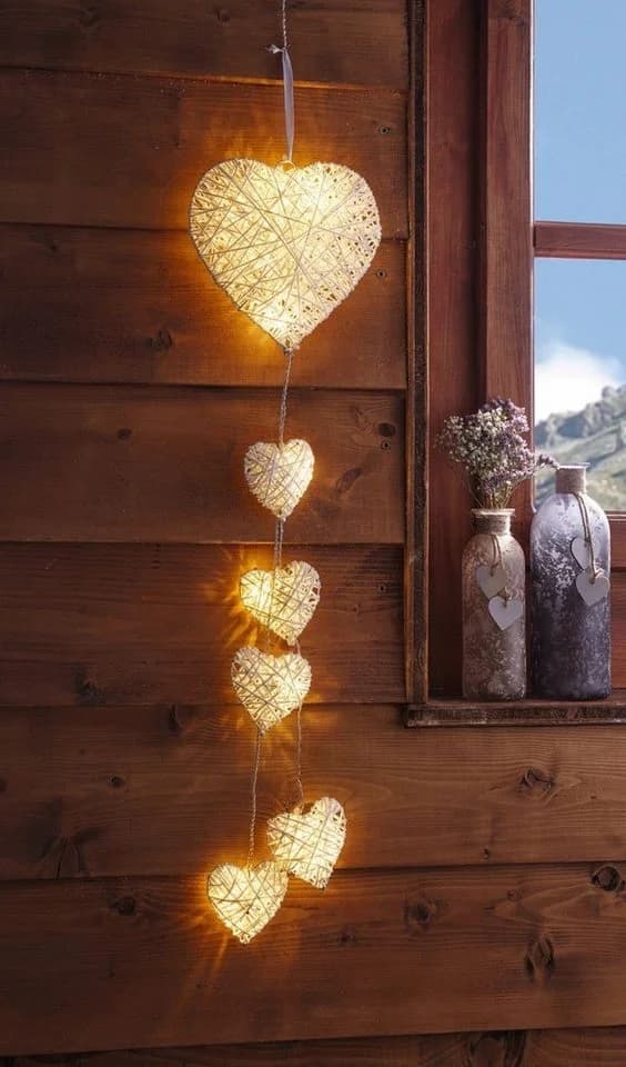 Home-trends24.de Dekohänger Herz LED Weiß Wanddeko 65 cm