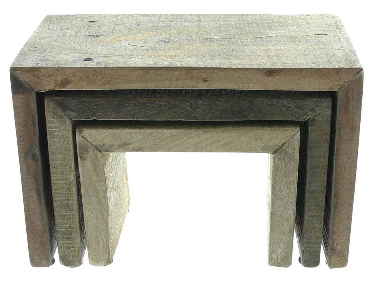 Home-trends24.de Blumenbank 3er Set Rustikal Dunkelbraun Holz - Bild 5