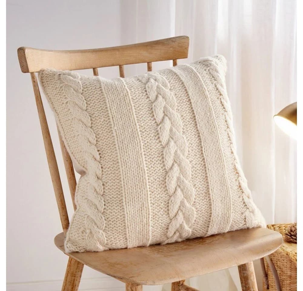 Home-trends24.de Kissenhülle Strickmuster Beige 45x45 cm