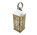 Home-trends24.de Holz-Kerzenlaterne mit Glas und Ledergriff Bild 3