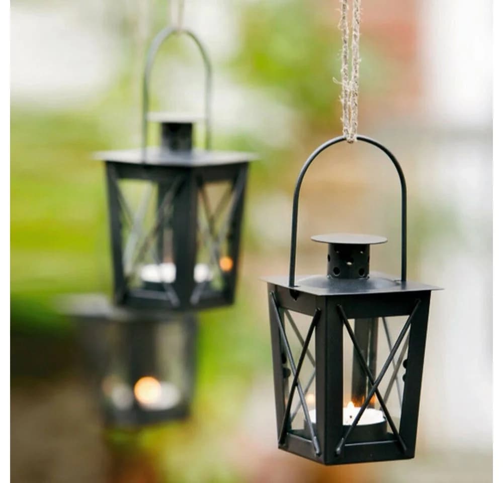 Home-trends24.de LED Kerzenlaterne 2er Set Metall Hängeleuchte