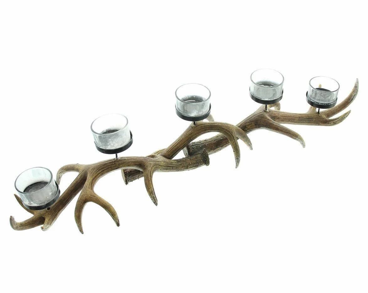 Home-trends24.de Kerzenhalter Hirschgeweih Dunkelbraun Polyresin - Bild 2