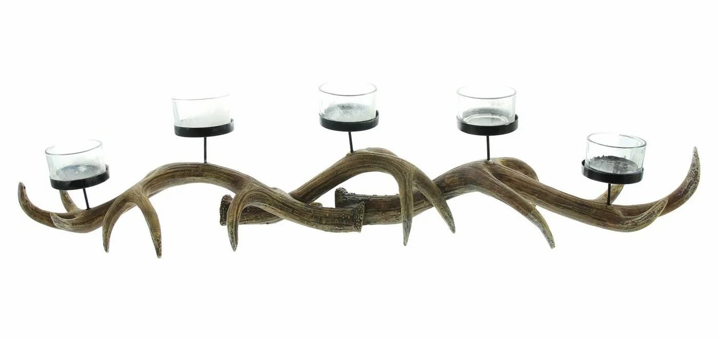 Home-trends24.de Kerzenhalter Hirschgeweih Dunkelbraun Polyresin - Bild 3