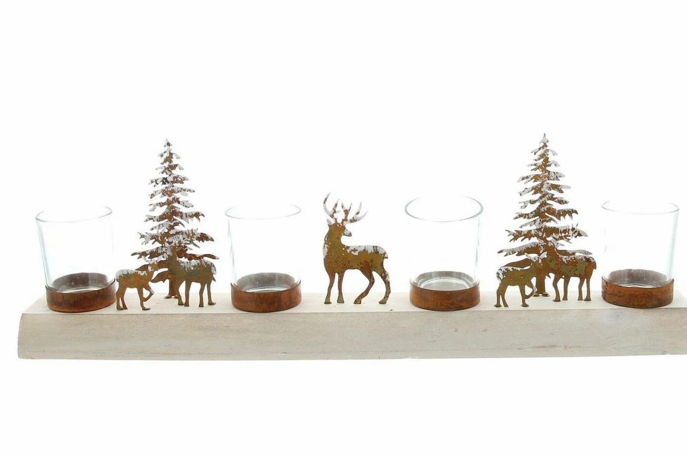 Home-Trends24 Adventskranz Rostdesign Holzsockel 4 Glas-Windlichter - Bild 2