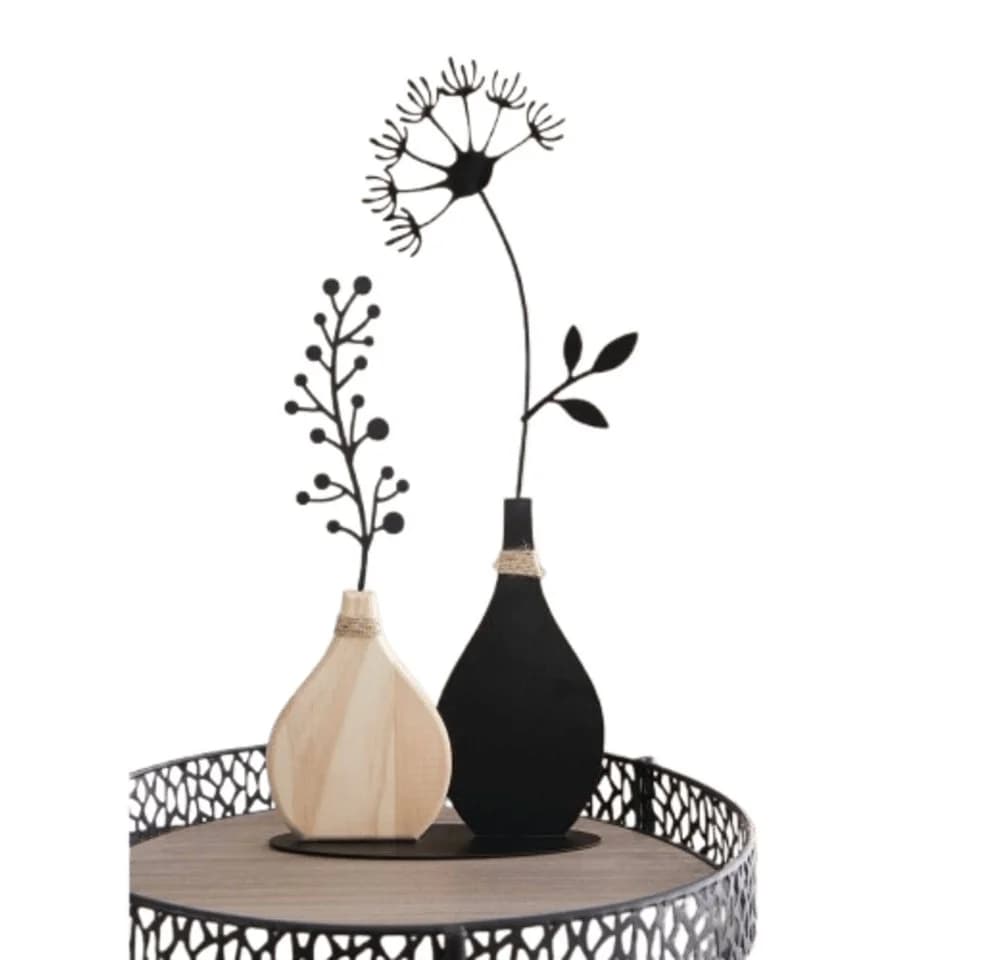 Home-trends24.de Dekofigur Vase Metalldeko Skulptur Schwarz - Bild 2