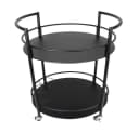 Servierwagen Barwagen Beistelltisch Metall Schwarz mit Flaschenhalter Bild 3