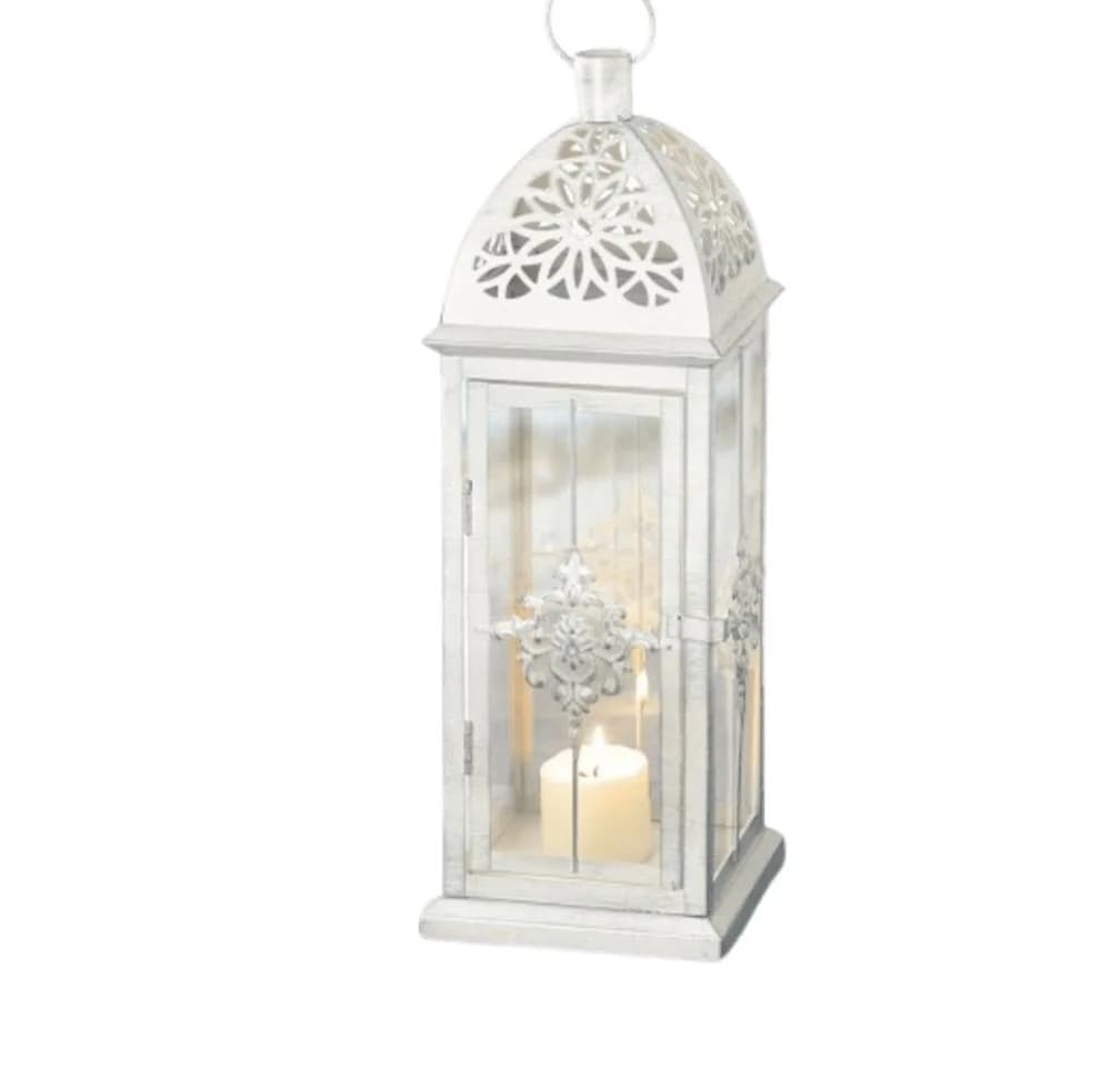 Home-trends24.de Kerzenlaterne Barock Weiß Metall Windlicht - Bild 2