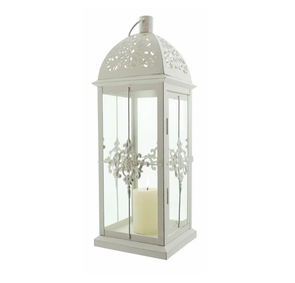 Home-trends24.de Kerzenlaterne Barock Weiß Metall Windlicht - Bild 3
