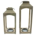Home-trends24.de Kerzenlaterne Laterne Kerzenhalter Kerzenständer Windlicht Holz Braun 2er Set Bild 1