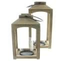 Home-trends24.de Kerzenlaterne Laterne Kerzenhalter Kerzenständer Windlicht Holz Braun 2er Set Bild 4