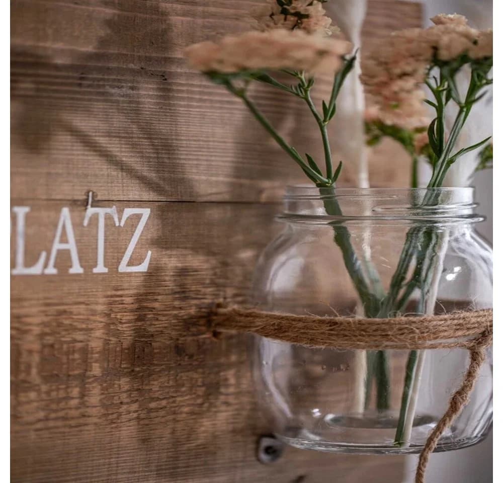 Home-trends24.de Wanddeko Schild Holz Braun mit Glasvase