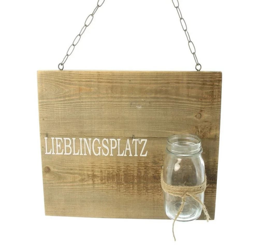 Home-trends24.de Wanddeko Schild Holz Braun mit Glasvase - Bild 3