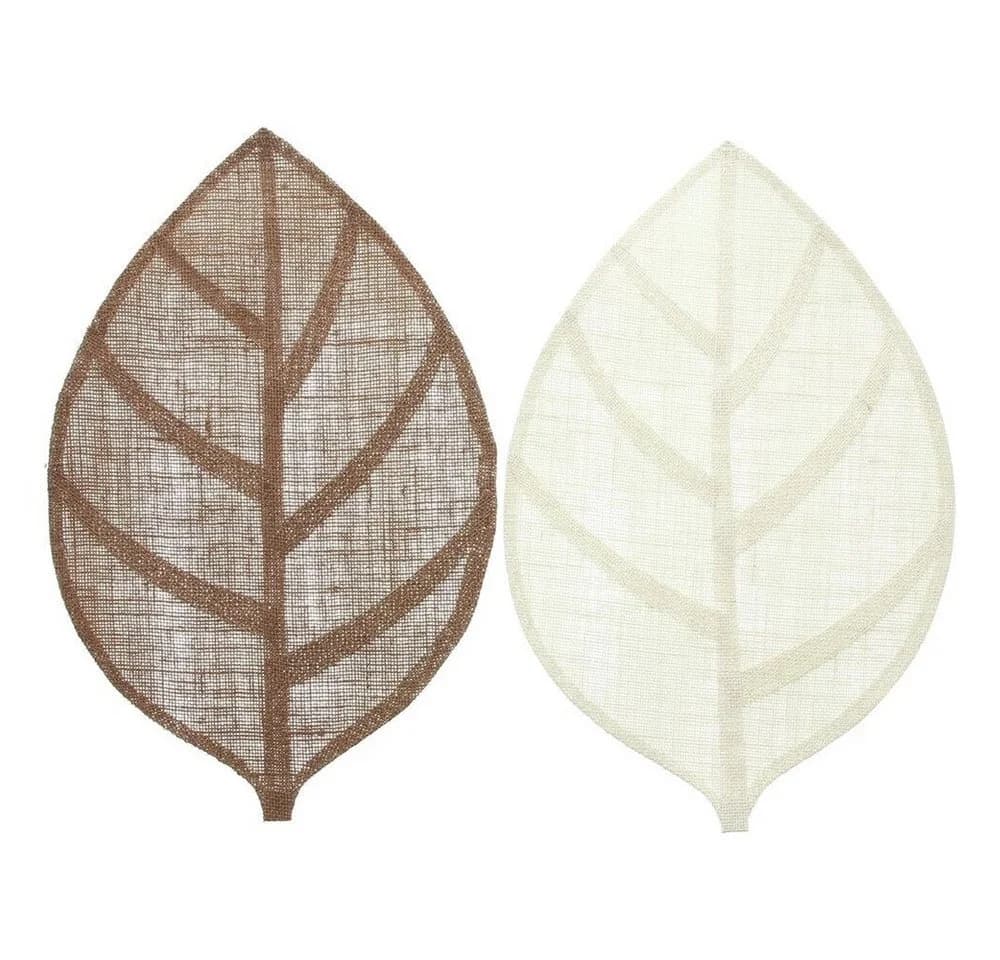 Home-trends24.de Platzset 4er Set Jute Braun Weiß Blattform Tischset - Bild 3