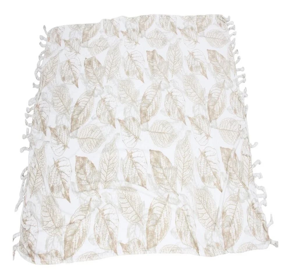 Home-trends24.de Wohndecke Kuscheldecke Blätter Weiß Fransen - Bild 3