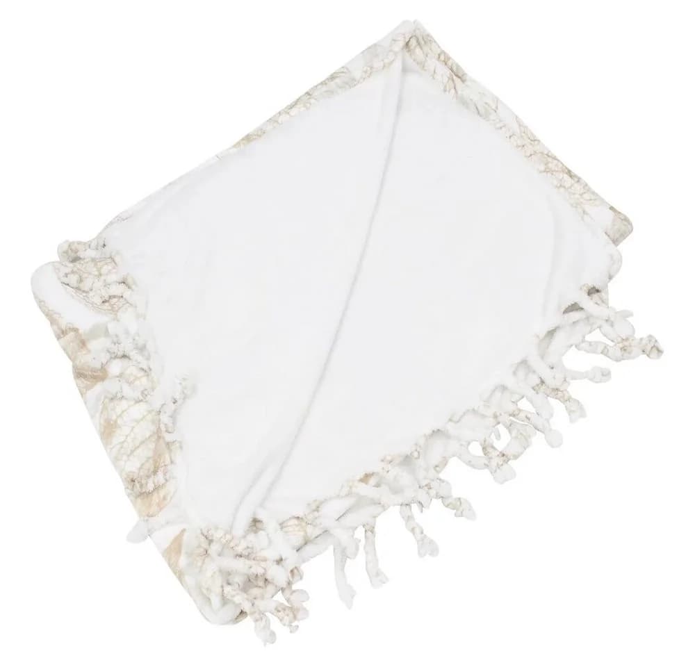 Home-trends24.de Wohndecke Kuscheldecke Blätter Weiß Fransen - Bild 4