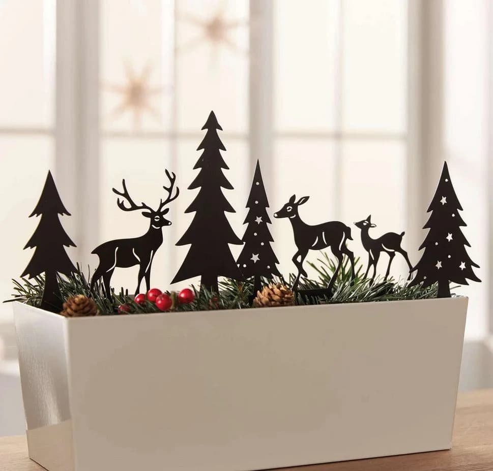 Home-trends24.de Dekofigur Hirsch Reh Rentier Figur 7er Set Metall Weihnachten