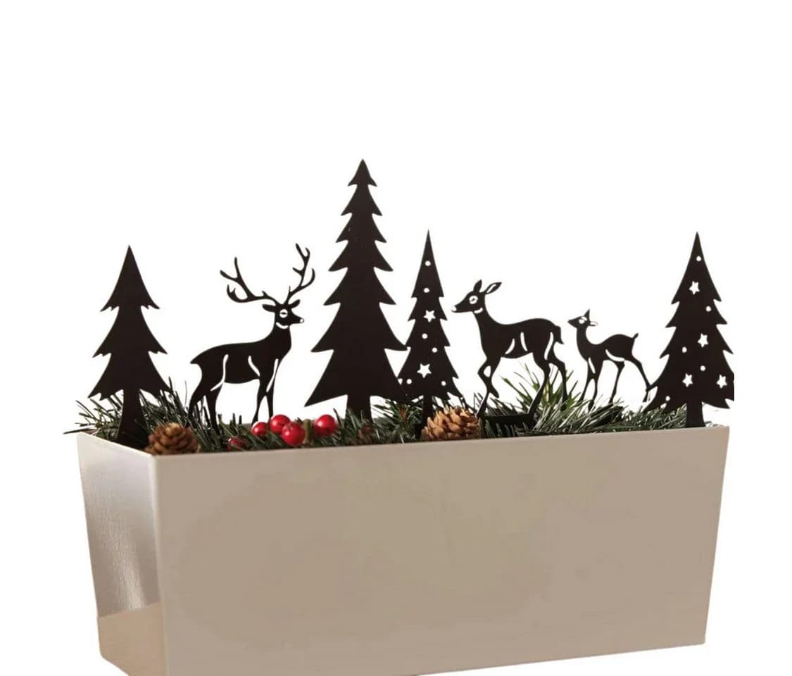 Home-trends24.de Dekofigur Hirsch Reh Rentier Figur 7er Set Metall Weihnachten - Bild 2