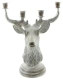 Home-trends24.de Hirsch Kerzenständer Silber Polyresin Bild 3